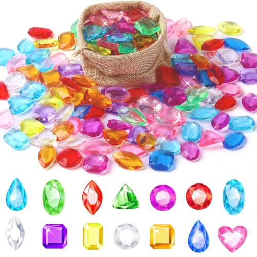 MARFOREVER Edelsteine für Kinder, 150 Stück Acryl Diamanten Kinder Toy Gems Große Edelsteine Diamanten Bunt Kinder Spielzeug Diamantkristalle Deko für Hochzeit Vase Tischdeko Piraten Schatzsuche von MARFOREVER