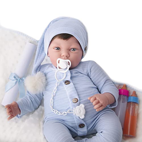 MARÍA JESÚS Reborn Baby Silikon Vinyl Reborn Puppe 2,3 kg und Reborn Baby Head Drop Effekt Verziert mit Rötungen und realistischen blauen Augen Bebe Reborn Dolls Reborn Babys Babypuppen von MARÍA JESÚS