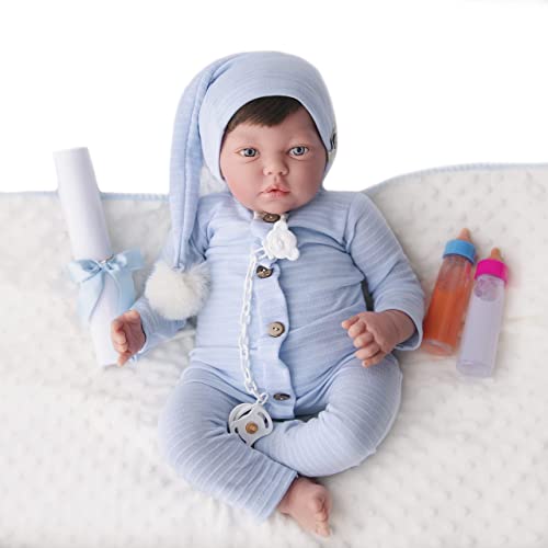 MARÍA JESÚS Reborn Baby Silikon Vinyl Reborn Puppe 2,3 kg und Reborn Baby Head Drop Effekt Verziert mit Rötungen und realistischen blauen Augen Bebe Reborn Dolls Reborn Babys Babypuppen von MARÍA JESÚS