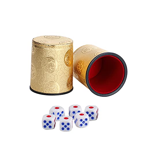 1 Set Würfelbecher Würfelbecher Shaker Drachenmuster Gold Pub Spiele Kunststoff Leder enthalten 2 Stück Würfelbecher und 5 Stück Würfel von MARMODAY