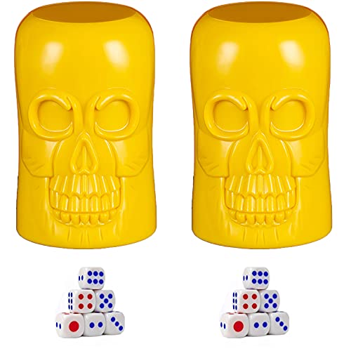 Würfelbecher, Würfelbecher, Würfelbecher, Reisegeschenk, Totenkopf, gelb, Kunststoff, 2 Becher und 12 Würfel Würfelbecher, Würfelbecher, Würfelbecher, Reisegeschenk, Totenkopf, gelb, Kunststoff, 2 Becher und 12 Würfel von MARMODAY