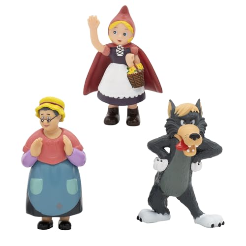 MARUKATSU Rotkäppchenfiguren-Set - Rotkäppchen, Wolf und Oma, 3-teilig (Käppchen, Wolf, Oma), 8 cm, Spanien von MARUKATSU