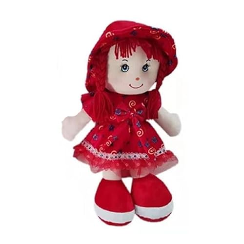 MARUKATSU Stoffpuppe Baby Mädchen Größen 24 x 40 cm weiches Spielzeug Puppe Prinzessin Geschenke Mädchen 0 + Geschenke Geburtstag Taufe Valentinstag Weihnachten Puppe mehrfarbig (rot) von MARUKATSU