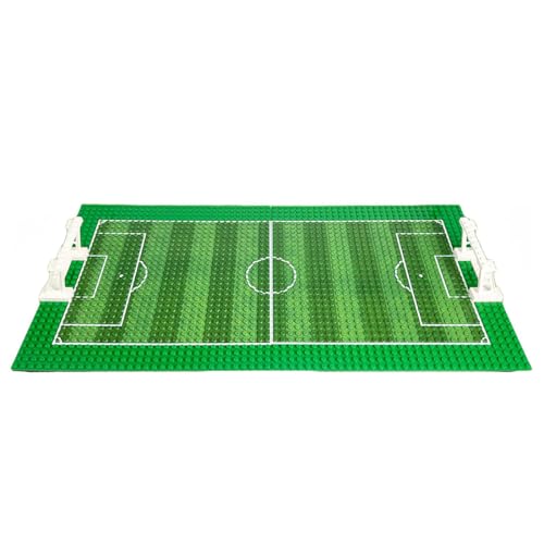 MASUSE Fussballstadion Baustein mit Grundplatte und Fußballtor, DIY Fußball Bausteine Zubehör Kit für Mini Figuren von MASUSE