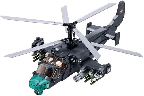 Militär Hubschrauber Bausteine Bausatz, Militär Gunship Klemmbausteine Modell Set, Bausteine Waffen Bauset für Erwachsene Kinder (KA-54S) von MASUSE