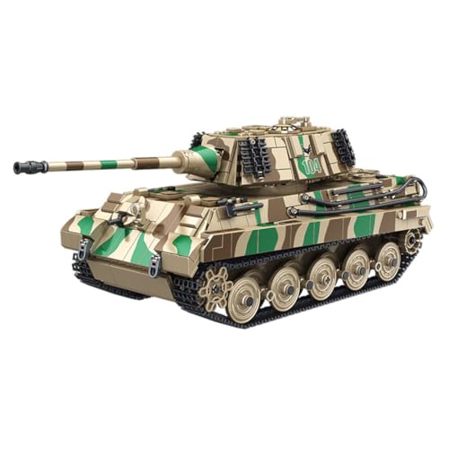 Tiger Panzer Bausteine Bausatz, WW2 Militär Panzer Klemmbausteine Modell Set, Panzer Baukonstruktions Spielzeug Set (King Tiger) von MASUSE