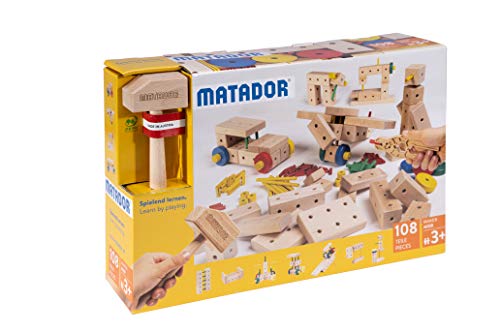 Matador 21108 M108 Baukasten, ab 3 Jahren, holzfarben, bunt von MATADOR