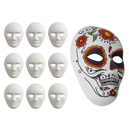 MATANA 20 Weiße Masken aus Pappe zum Bemalen (24x18cm) - Theatermaske, Rohling für Partys, Fasching, Halloween, Kindergeburtstag - Basteln für Kinder & Erwachsene von MATANA