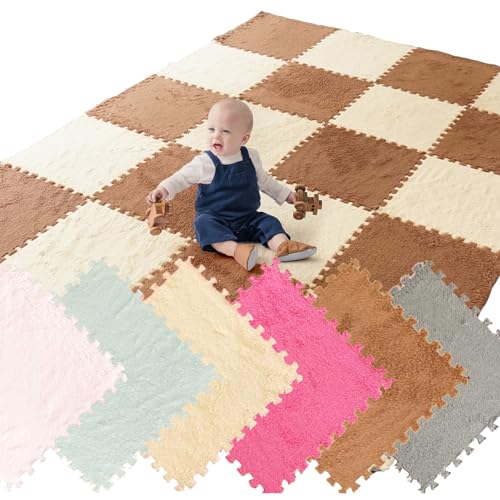 Puzzlematte aus Samt für Kinder, 20 Teile, EVA, Puzzlematte für Kinder, aus EVA-Schaumstoff, Größe jedes Teils, 30 x 30 cm (Dunkelbraun und Braun) von MATE HOME