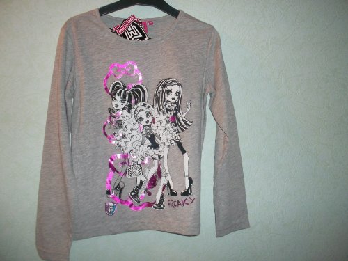 TEE SHIRT - Grau SCINTILLANT Monster High mit der Effizienz von Draculaura, lagoona Blue und Frankie Stein, 10 Jahre von MATTEL