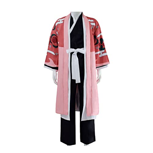 MAVNES Anime Kyoraku Shunsui Cosplay Kostüm Herren Rosa Und Schwarzer Kimono Halloween Set,Pink-L von MAVNES