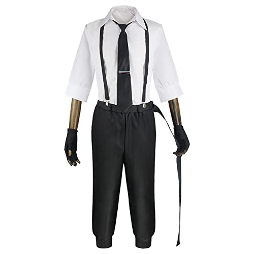 MAVNES Herren Nakajima Atsushi Cosplay Kostüm Hemden Hosen Krawatten Handschuhe Gürtel Halloween Full Set,White-S von MAVNES