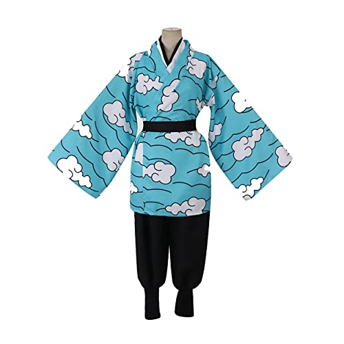 MAVNES Urokodaki Sakonji Cosplay Kostüm Robe Kimono Anime Outfit Für Halloween Unisex Erwachsene,Blue-L von MAVNES