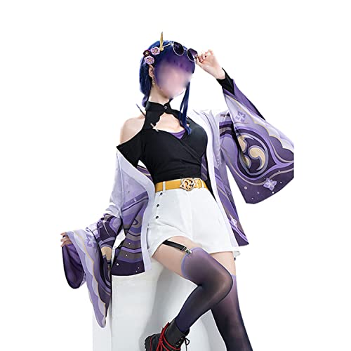 MAVNES Women Game Raiden Shogun Beelzebul Cosplay Kostüm Zubehör Halloween Full Set,Purple-3XL von MAVNES