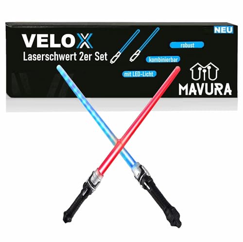 Velox Laserschwert Set Kinder Lightsaber 2 Farben, - Erweiterbar zum Doppelschwert [2er Set] von MAVURA