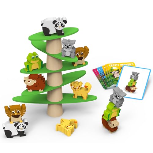 Max & Lea Crazy Animals Balance entdecken und meistern, 3-in-1 Lernspielzeug für Kinder von 1-6 Jahren, Holzspielzeug zum Erlernen des Gleichgewichts und der Motorik von MAX AND LEA