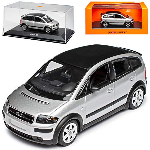 MAXICHAMPS A*U*D*I A2 8Z Silber 1999-2005 1/43 Minichamps Modell Auto mit individiuellem Wunschkennzeichen Kompatibel mit Audi von MAXICHAMPS