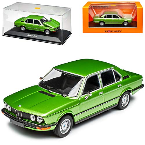 MAXICHAMPS B-M-W 5er E12 520 Limousine Grün Metallic 1. Generation 1972-1981 1/43 Minichamps Modell Auto mit individiuellem Wunschkennzeichen von MAXICHAMPS