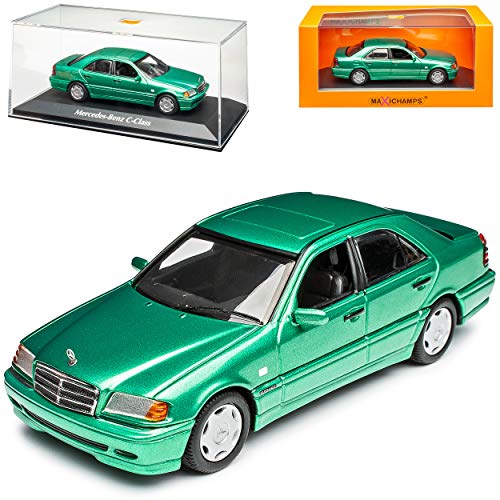 MAXICHAMPS Mercedes-Benz C-Klasse W202 Limousine Grün 1993-2000 1/43 Minichamps Modell Auto mit individiuellem Wunschkennzeichen von MAXICHAMPS