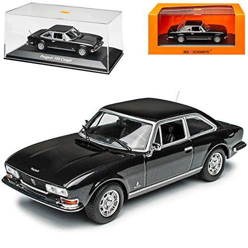 MAXICHAMPS Peugeot 504 Coupe Anthracite Grau Schwarz Metallic 1968-1983 1/43 Minichamps Modell Auto mit individiuellem Wunschkennzeichen von MAXICHAMPS