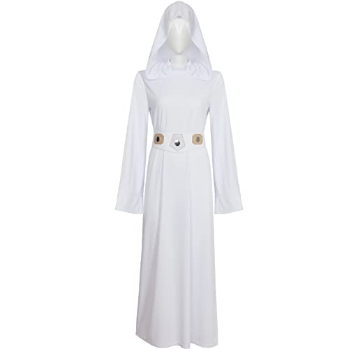 MAXUPO Prinzessinnen-Kostüm für Damen, Cosplay-Outfits, Tunika, Robe mit Gürtel (Erwachsene, Weiß, Größe 3XL) von MAXUPO