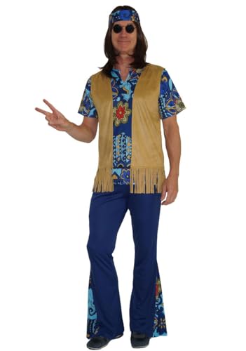 MAYLYNN Hippie Kostüm Herren 70er Jahre Herren Retro – mit Weste, Gr. XL von MAYLYNN