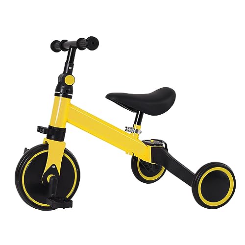MAYMAR Homewell Baby-Dreirad, mitwachsend, Kinderkraft Fahrrad 2-in-1, mit Laufrad und Fahrtenfunktion, Geschenk für Babys, 1-5 Jahre, ohne Bremsen (04, Gelb) von MAYMAR