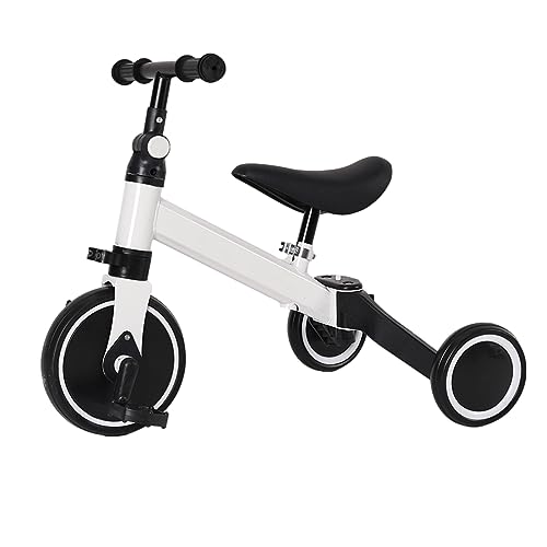 MAYMAR Homewell Baby-Dreirad, skalierbar, Kinderkraft Fahrrad, Dreirad, 2-in-1, mit Laufrad und Fahrfunktion, Geschenk für Babys 1 – 5 Jahre ohne Bremsen (04, weiß) von MAYMAR