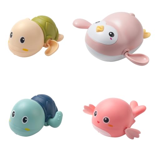 Baby Badespielzeug, 4 Pack schwimmende Wind-up Schwimmen Spielzeug für Kinder Jungen Mädchen, Badezimmer Dusche Wasser Spielzeug Pool Badewanne Spielzeug, Spielen Schildkröte Geschenke von MAZYPO