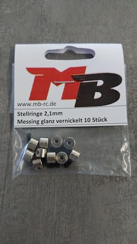 MB-Modellbau Berthold Stellringe 1,6-2,1-2,5-3,1-4,1-5,1 oder 6,1 mm Messing Vernickelt 10 Stück (2,1 mm) von MB-Modellbau Berthold