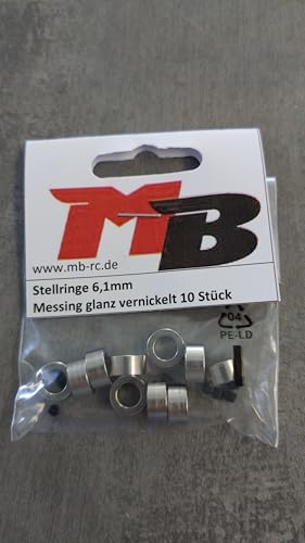 MB-Modellbau Berthold Stellringe 1,6-2,1-2,5-3,1-4,1-5,1 oder 6,1 mm Messing Vernickelt 10 Stück (6,1 mm) von MB-Modellbau Berthold