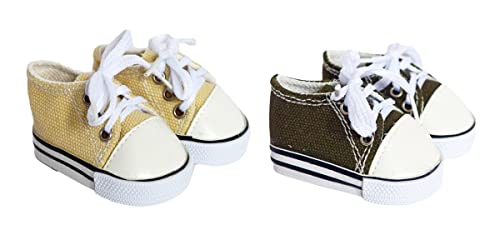 MBD Tennisschuhe aus Segeltuch, passend für 45,7 cm große Puppen und 45,7 cm Puppenschuhe (Khaki und Armeegrün), 2 Stück von MBD