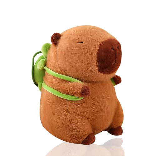 23cm Capybara Kuscheltier mit Schildkröt Nrucksack, Capybara Plüschtier Simulation Kuscheltie Spielzeug Stofftier Plushie Stofftier Geburtstagsgeschenk für Kinder Jungen Mädchen(Brown B,23 cm) von MBNKMEBU