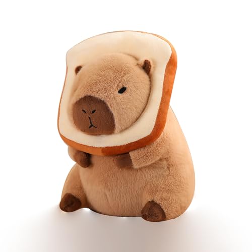 MBNKMEBU Capybara Plüschtier mit Tragbarem Toast, Simulation Capybar Kuscheltiere Plüschtier Wildtiere Stofftiere Plüsch Realistische Kuscheltier Geschenk für Kinder Mädchen HeimdekorationBread,:30cm von MBNKMEBU