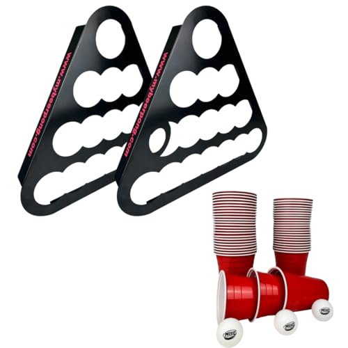 Bierpong Set | 2 Metallracks + 50 Bierpong Becher + 3 Bälle | zum Halten der roten Plastikbecher | Beer-Pong Zubehör | Beer-Pong Becher Set (Bierpong Set) von MBP My Beer Pong