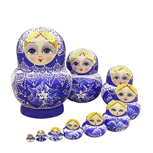 MCLIUJIA Russische Matroschka Puppen 10 Stück Russische Puppen Cartoon Mädchen Holzpuppen Spielzeug Babuschka Russische Kunstwerke Kunsthandwerk Dekor Geschenk Nistpuppen Russische von MCLIUJIA
