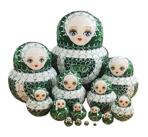 MCLIUJIA Russische Matroschka Puppen 15 Stück Matroschka-Nistpuppen, Matroschka-Puppen Aus Holz, Stapelbar, Verschachtelt, Handgefertigt Nistpuppen Russische von MCLIUJIA