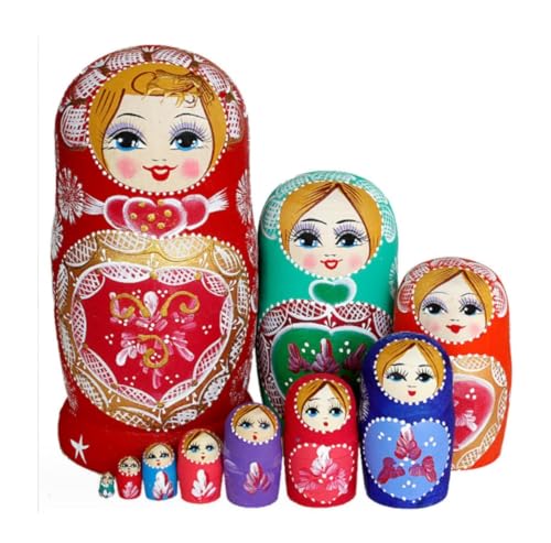 MCLIUJIA Russische Matroschka Puppen Russische Matroschka-Puppen Im 10-teiligen Set In Belarussischer Slawischer Kleidung Nistpuppen Russische von MCLIUJIA