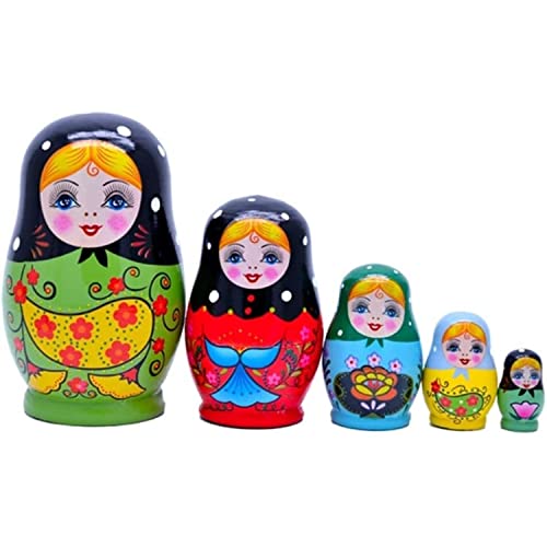 MCLIUJIA Russische Matroschka Puppen Russische Nesting Dolls Matroschka Holz Stapeln Nested Set 5 Stück Handgemachtes Nistpuppen Russische von MCLIUJIA