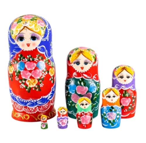 MCLIUJIA Russische Matroschka Puppen Russische Nistpuppen, 7-teilig, Holz-Nistpuppen, Matroschka, Stapelbar, Verschachteltes Set Nistpuppen Russische von MCLIUJIA