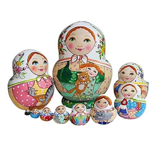 MCLIUJIA Russische Matroschka Puppen Russisches Schachtelpuppen-Set 10-teiliges Stapeln Von Matroschka Handgemachte Holzpuppen Dekor Nistpuppen Russische von MCLIUJIA