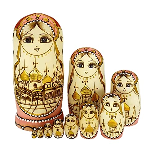 Russische Matroschka Puppen Russische Puppe Matroschka Aus Holz Stapeln Verschachtelte Russische Nesting Dolls Set 10 Stück Handgefertigtes Spielzeug Für Weihnachten Matrjoschka Nistpuppen Russische von MCLIUJIA