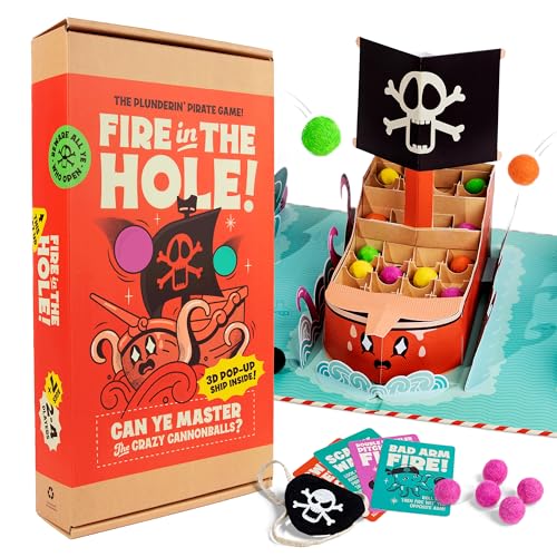 Fire in The Hole - Piraten, Plastikfreies Pop-Up Partyspiel für Kinder, Jugendliche und Erwachsene. Öko-Freundlich, Nachhaltiges Tischstrategiespiel für Jungen, Familienspielabend, 2-4 Spieler von MCMILLER ENTERTAINMENT