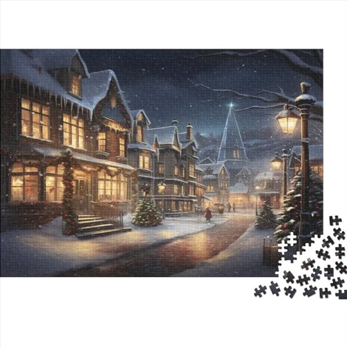 Christmas Street Hölzernes Nachhaltiges Puzzle Für Erwachsene 1000 Teile Christmas Herausforderndes Spiel Einzigartige Heimdekoration 1000pcs (75x50cm) von MCSQAEEZE