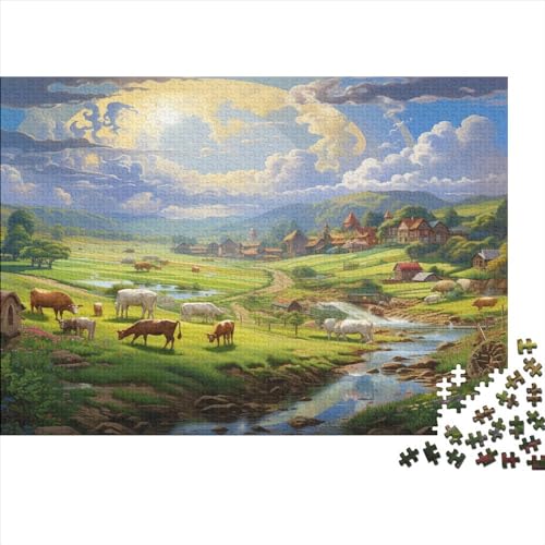Cow and Sheep Countryside Hölzernes Nachhaltiges Puzzle Für Erwachsene 500 Teile Countryside Herausforderndes Spiel Tolles Geschenk Einzigartige Heimdekoration 500pcs (52x38cm) von MCSQAEEZE
