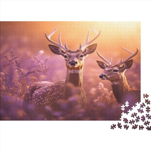 Deer Hölzernes Nachhaltiges Puzzle Für Die Ganze Familie 1000 Teile Grassland Lernspiel Einzigartige Heimdekoration 1000pcs (75x50cm) von MCSQAEEZE