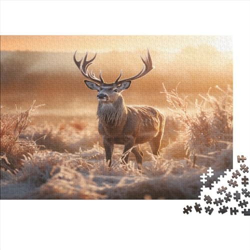 Deer Hölzernes Nachhaltiges Puzzle Für Erwachsene 500 Teile Grassland Lernspiel Geschenke Heimdekoration Puzzle 500pcs (52x38cm) von MCSQAEEZE