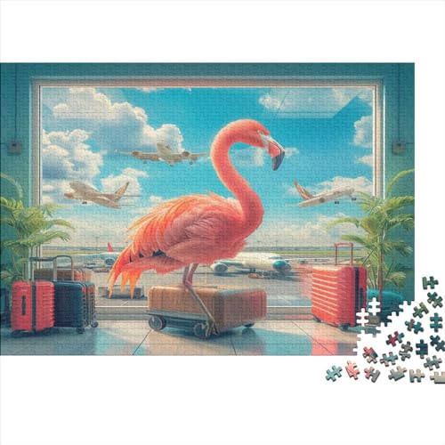 Flamingos Hölzernes Puzzles Für Erwachsene 1000 Teile Elegant Lernspiel Heimdekoration Puzzle 1000pcs (75x50cm) von MCSQAEEZE