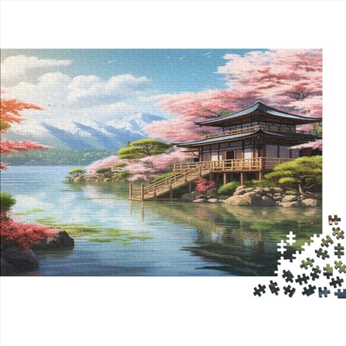 Temple Hölzernes Nachhaltiges Puzzle Für Erwachsene 300 Teile Sakura Herausforderung Spielzeug Tolles Geschenk Einzigartige Heimdekoration 300pcs (40x28cm) von MCSQAEEZE