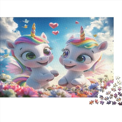 Unicorns Hölzernes Puzzles Für Die Ganze Familie 500 Teile Beautiful Herausforderung Spielzeug Geschenke Einzigartige Heimdekoration 500pcs (52x38cm) von MCSQAEEZE